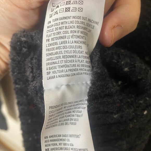 American Eagle Outfitters Wool Blend Hoodie Sweater Mens XL Black Pullover - Picture 7 of 11